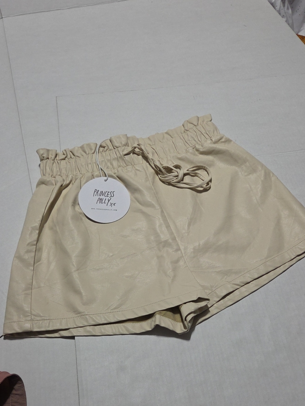 Princess Polly Beige High-Waist Drawstring Shorts